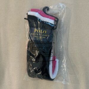 Polo by Ralph Lauren Girls Knee High Black White and Pink Socks Size 8-9.5 S/M